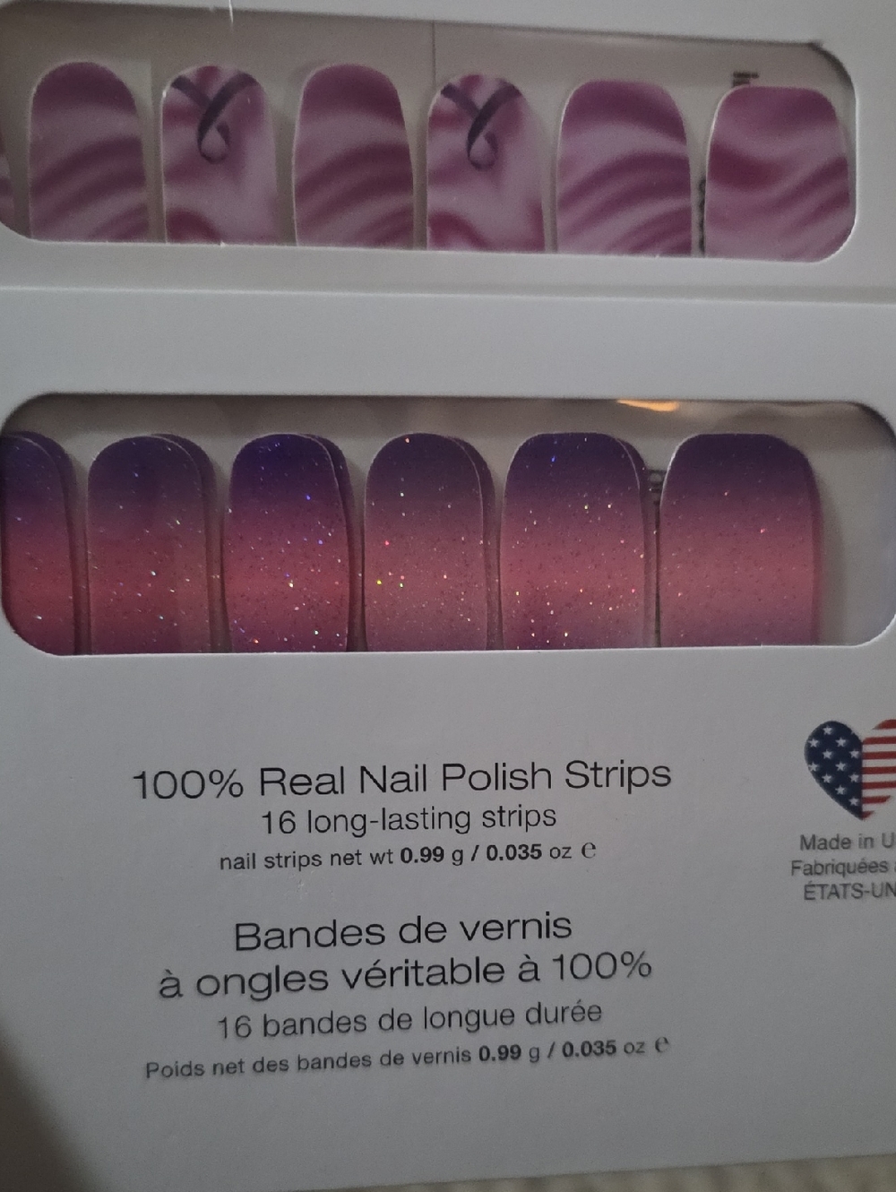 Color Street Pink to Purple Ombre Glitter Nail Strips